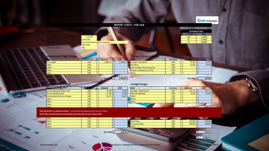 Landed cost calculator