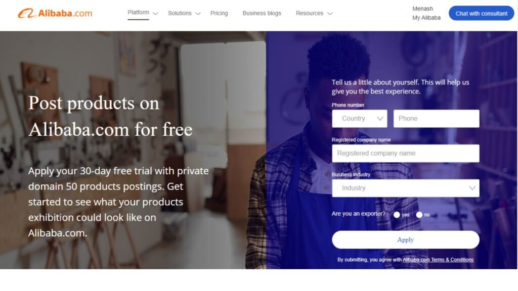 Alibabaに販売者として登録して顧客を獲得することもできます。